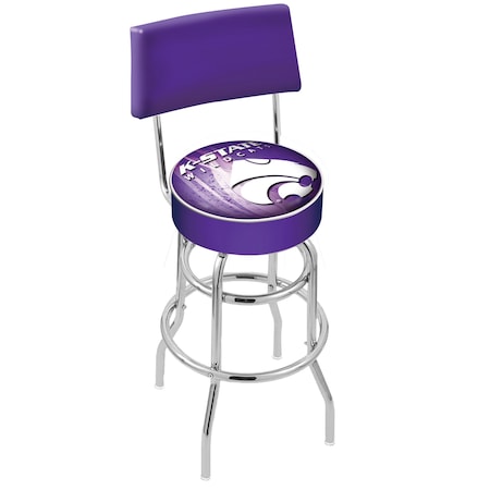 Holland Bar Stool Co 25" Chrome 2-Ring Kansas State Swivel Bar Stool, Back L7C425KnsasS-D2